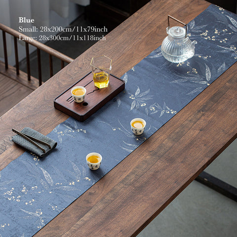 Bamboo Leaf Graphic Tea Table Cloth, Tea Mat, Tea Ceremony Accessory, Table Runners - theTeaCloud