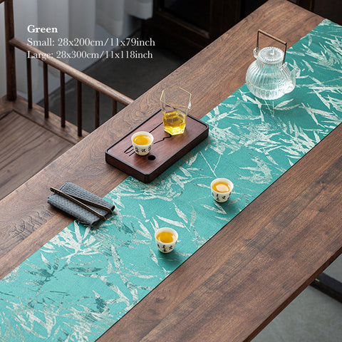 Bamboo Leaf Graphic Tea Table Cloth, Tea Mat, Tea Ceremony Accessory, Table Runners - theTeaCloud