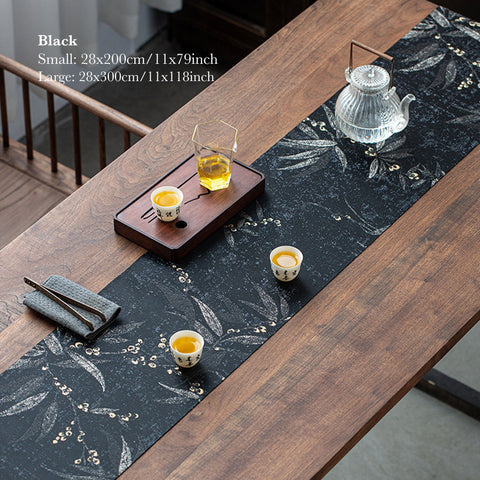 Bamboo Leaf Graphic Tea Table Cloth, Tea Mat, Tea Ceremony Accessory, Table Runners - theTeaCloud