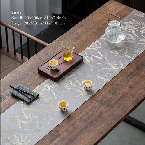 Bamboo Leaf Graphic Tea Table Cloth, Tea Mat, Tea Ceremony Accessory, Table Runners - theTeaCloud