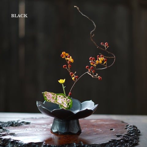 Detachable Mini Ceramic Ikebana Vase/Japanese High Stem Style Flower Arrangement/Snack Plate - theTeaCloud