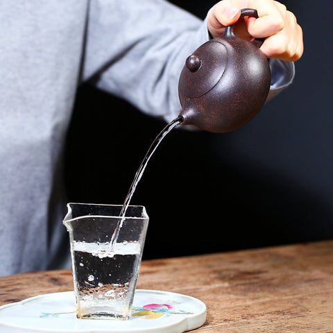 Handmade Yixing Zisha Teapot, Traditional Chinese Black Speckled Clay Teapot, Large Capacity 280ml/ 9.5oz - theTeaCloud