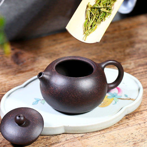 Handmade Yixing Zisha Teapot, Traditional Chinese Black Speckled Clay Teapot, Large Capacity 280ml/ 9.5oz