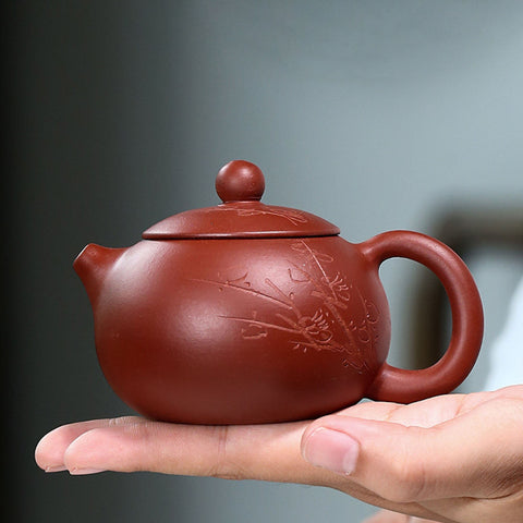 Handmade Yixing Zisha Teapot, Traditional Chinese Da Hong Pao Red Clay Xishi Teapot, - theTeaCloud