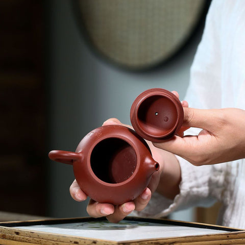 Handmade Yixing Zisha Teapot, Traditional Chinese Da Hong Pao Red Clay Xishi Teapot, - theTeaCloud