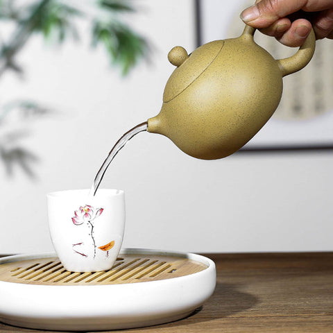Handmade Yixing Zisha Teapot, Traditional Chinese Duan Sesame Yellow Clay Teapot