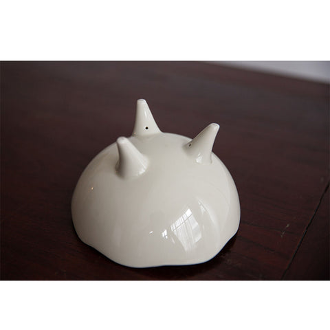 Handmade Grass and Ash Porcelain Ikebana Vase, Ikebana Bowl Kenzan Flower Frog Included - theTeaCloud