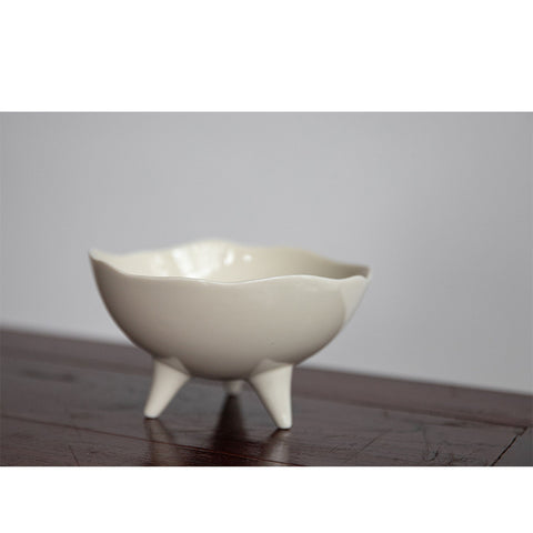 Handmade Grass and Ash Porcelain Ikebana Vase, Ikebana Bowl Kenzan Flower Frog Included - theTeaCloud