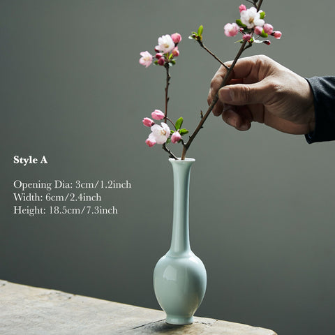 Handmade Song Style Celadon Porcelain Vase/ Countertop Vase Decor - theTeaCloud