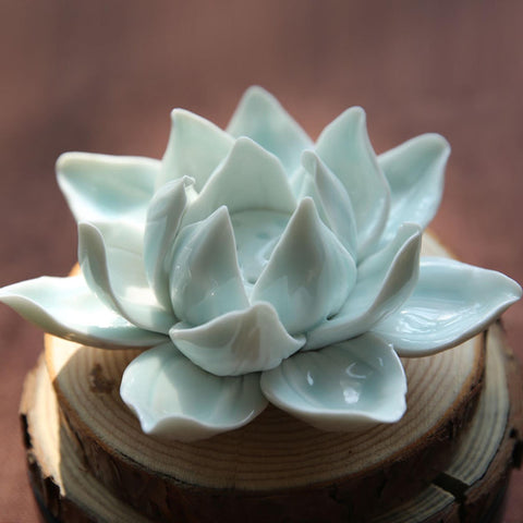 Hand Crafted White Lotus Flower Porcelain Incense Holder, Tea Table Decor - Small and Large Sizes, Gift Package available - theTeaCloud