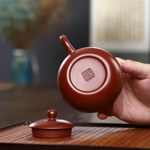 Handmade Yixing Zisha Teapot, Chinese Red Clay Teapot in Xishi Style, 160ml, 200ml Capacity, Gift Box with Certificate Included