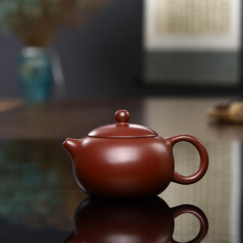 Handmade Yixing Zisha Teapot, Chinese Red Clay Teapot in Xishi Style, 160ml, 200ml Capacity, Gift Box with Certificate Included