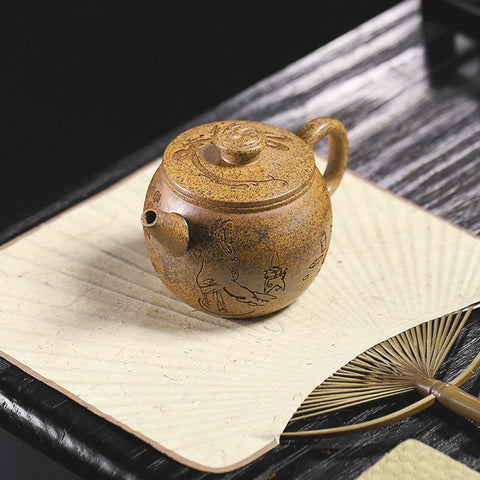 Handmade Yellow Clay Zisha Teapot, Gift Package, Capacity 250ml/8.5oz - theTeaCloud