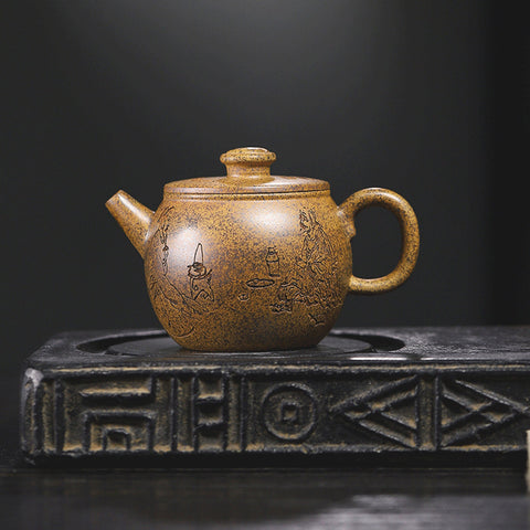 Handmade Yellow Clay Zisha Teapot, Gift Package, Capacity 250ml/8.5oz