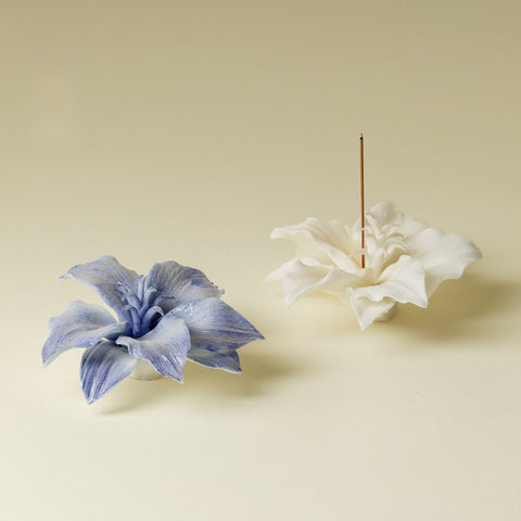 Handmade Lily Porcelain Incense Holder - Minimalist Ceramic Flower Sculpture