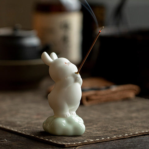 Ceramic Rabbit Incense Holder – Zen Tea Table Ornament