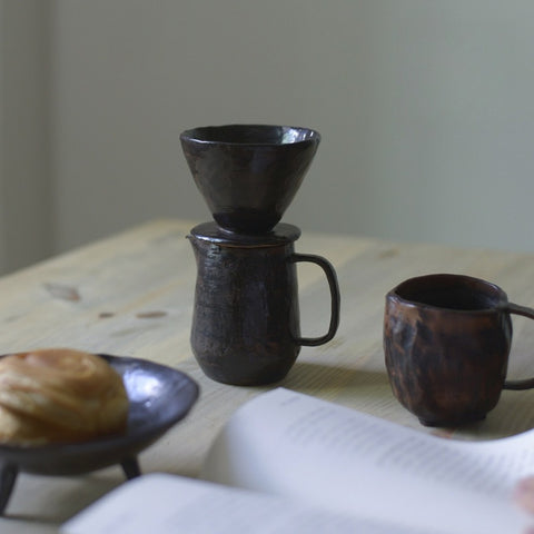 Handmade Ceramic Pour-Over Coffee Set Dripper & 300ml Coffee Mug
