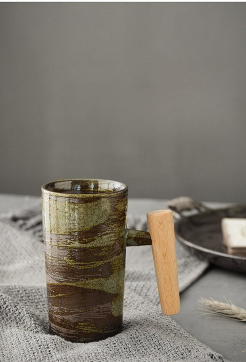 Ceramic Mug with Wooden Handle, Coffee Cup, Coffee Mug - theTeaCloud