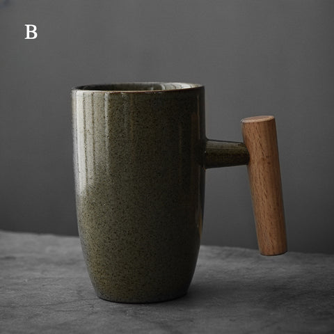 Ceramic Mug with Wooden Handle, Coffee Cup, Coffee Mug - theTeaCloud