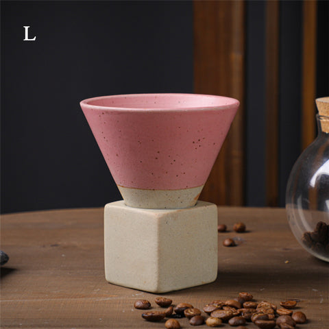 Cone Shape Porcelain Mug, Espresso Cups for Home Office, Coarse Pottery Coffee Mug with Base 200ml/6.7oz - theTeaCloud