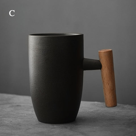 Ceramic Mug with Wooden Handle, Coffee Cup, Coffee Mug - theTeaCloud