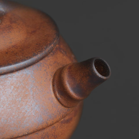 Handcrafted Rustic Stoneware Gongfu Teapot – Bamboo Relief, 170ml