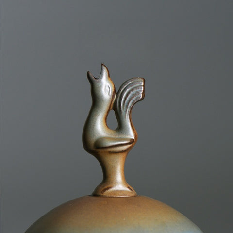 Ceramic incense censer, close-up of bird finial