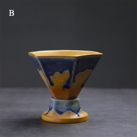 Elegant Cone-Shaped Ceramic Coffee Mug with Reactive Glaze - theTeaCloud