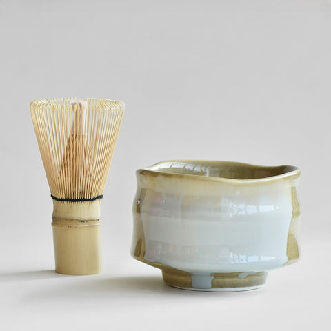 Handcrafted Bamboo-Style Matcha Bowl – Japanese Matcha Tea Set