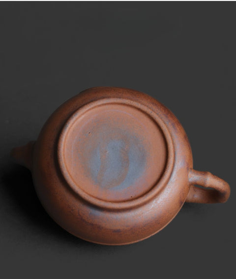 Handcrafted Rustic Stoneware Gongfu Teapot – Bamboo Relief, 170ml