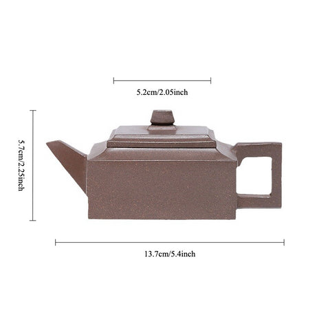 Handmade Yixing Zisha Teapot, Original Mine Old Duan Clay, Square Shape Teapot, 170ml Capacity - theTeaCloud