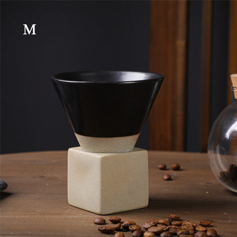 Cone Shape Porcelain Mug, Espresso Cups for Home Office, Coarse Pottery Coffee Mug with Base 200ml/6.7oz - theTeaCloud