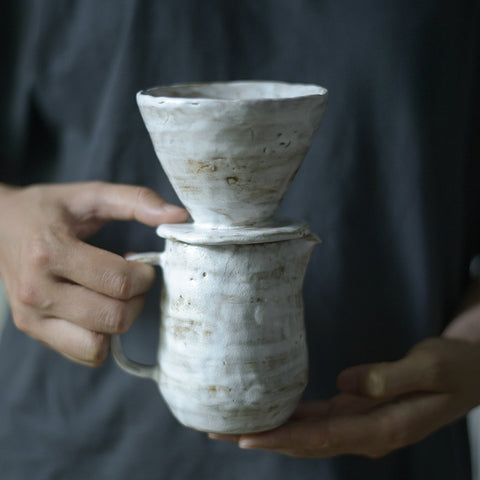 Handmade Ceramic Pour-Over Coffee Set Dripper & 300ml Coffee Mug