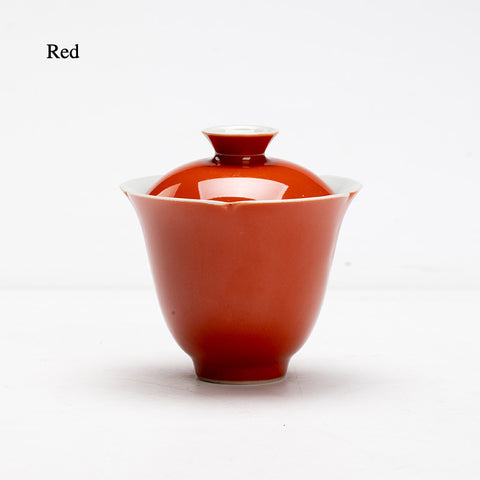 The TeaCloud Flower Shape Gaiwan, Multiple Colors Available, Ceramic Kung Fu Tea Set, Tea Brewing Gaiwan