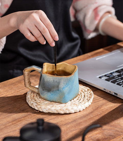 Unique Ceramic Mug, Irregular Shaped Coffee Mug - theTeaCloud