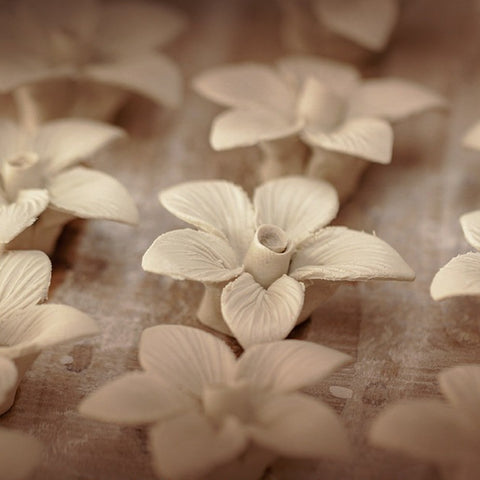Handmade Stoneware Peony Incense Holder - Wabi-Sabi Floral Sculpture