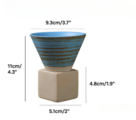 Cone Shape Porcelain Mug, Espresso Cups for Home Office, Coarse Pottery Coffee Mug with Base 200ml/6.7oz - theTeaCloud