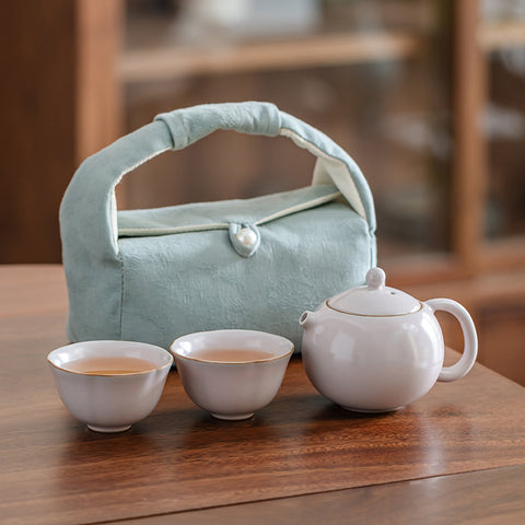 Celadon Teapot with Sunflower Cup – Minimal Tea Set