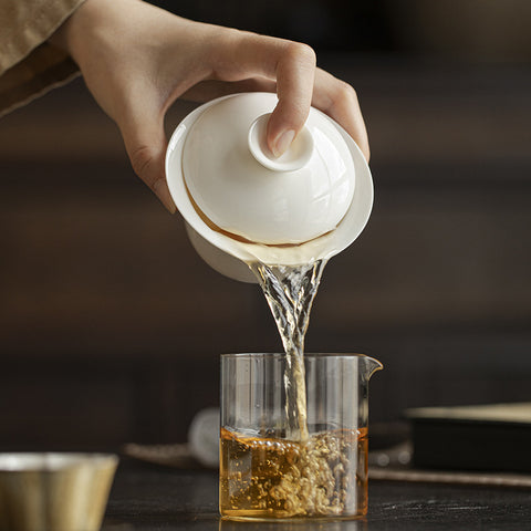 The TeaCloud White Porcelain Gaiwan Teacup, 130ml Capacity