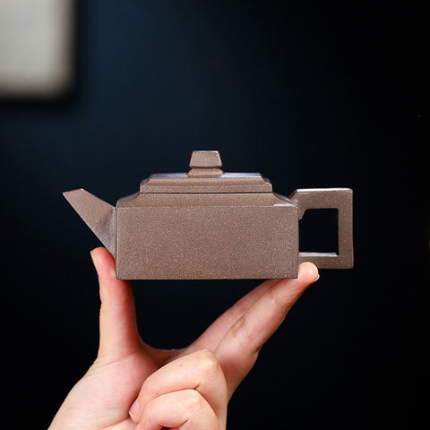 Handmade Yixing Zisha Teapot, Original Mine Old Duan Clay, Square Shape Teapot, 170ml Capacity - theTeaCloud