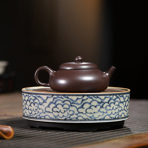 Handmade Yixing Purple Clay Teapot, Shiyuan (Persimmon Round) Style, 170ml Capacity - theTeaCloud