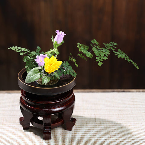 Banko-Style Japanese Ikebana Vase with Pedestal Base