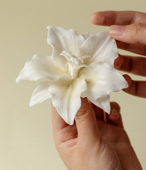 Handmade Lily Porcelain Incense Holder - Minimalist Ceramic Flower Sculpture