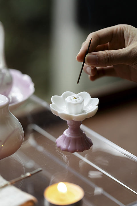 Ceramic Lotus Incense Stick Holder