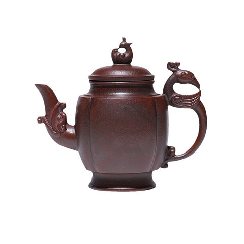 Handmade Yixing Zisha Purple Clay Teapot  "Phoenix Dancing in the Sky", 350ml Capacity