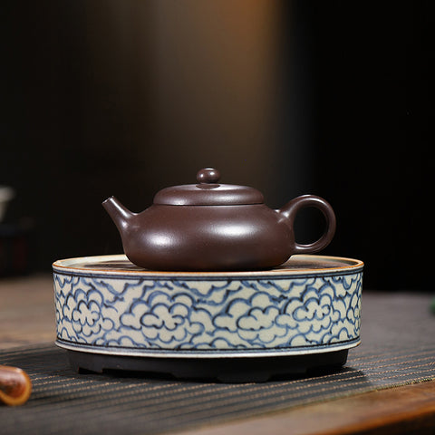 Handmade Yixing Purple Clay Teapot, Shiyuan (Persimmon Round) Style, 170ml Capacity - theTeaCloud