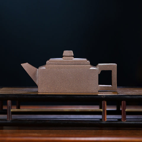 Handmade Yixing Zisha Teapot, Original Mine Old Duan Clay, Square Shape Teapot, 170ml Capacity - theTeaCloud