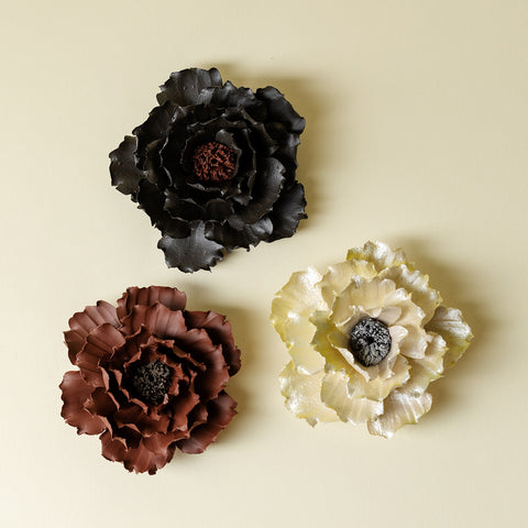 Hand-Sculpted Midnight Peony Incense Burner - Artisan Matte Ceramic Floral Holder