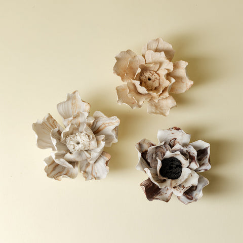 Handmade Stoneware Peony Incense Holder - Wabi-Sabi Floral Sculpture