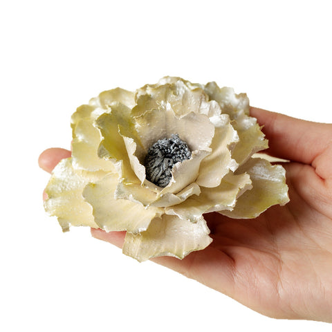 Hand-Sculpted Midnight Peony Incense Burner - Artisan Matte Ceramic Floral Holder